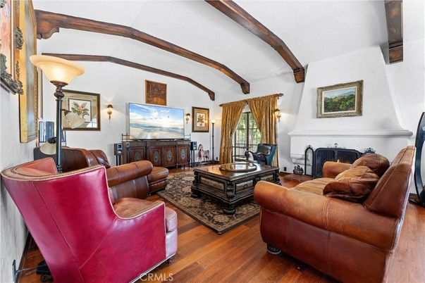 Fireplace, Interior, Living room, Wooden Beams, Wood Texture Flooring