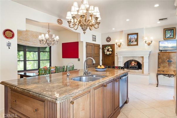 Chandelier, Fireplace, Interior, Kitchen, Recessed Lighting