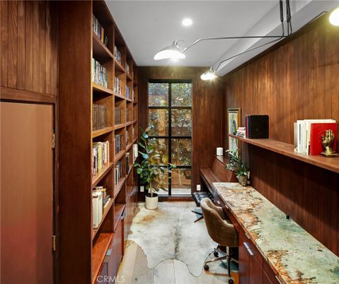 Home Office, Interior, Recessed Lighting, Wooden Walls