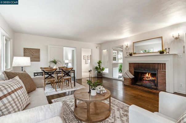 Dining room, Fireplace, Interior, Living room, Wood Texture Flooring