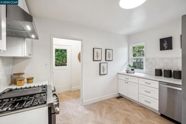 Interior, Kitchen, Stainless Steel Appliances, Wood Texture Flooring