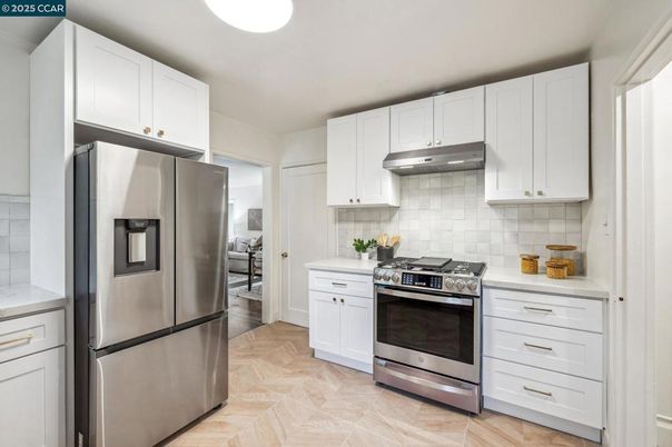 Interior, Kitchen, Stainless Steel Appliances, Wood Texture Flooring