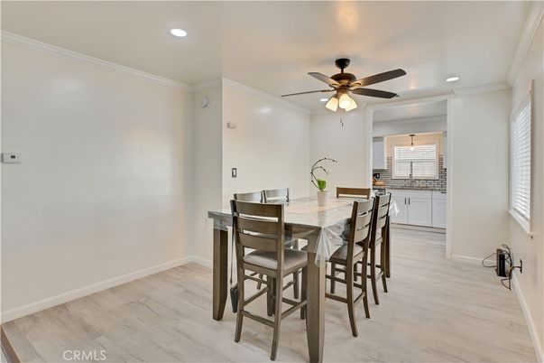 Dining room, Interior, Recessed Lighting, Wood Texture Flooring