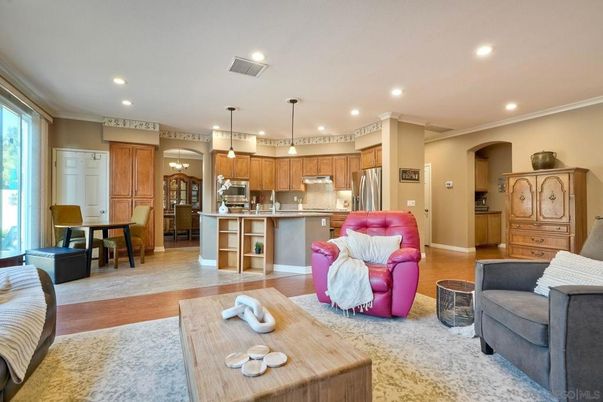 Interior, Kitchen, Living room, Pendant Lights, Recessed Lighting, Stainless Steel Appliances, Wood Texture Flooring