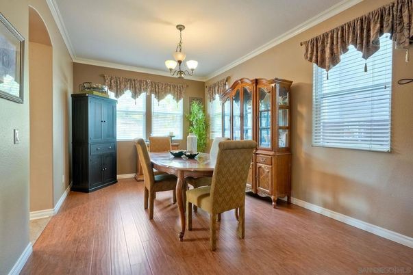 Chandelier, Dining room, Interior, Wood Texture Flooring