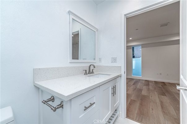 Bathroom, Interior, Recessed Lighting, Wood Texture Flooring