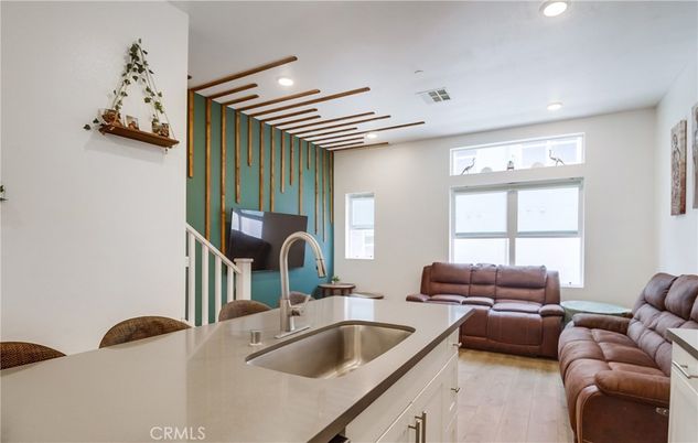 Interior, Kitchen, Living room, Recessed Lighting, Stainless Steel Appliances, Wood Texture Flooring