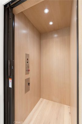 Elevator, Interior, Recessed Lighting, Wooden Ceilings, Wood Texture Flooring, Wooden Walls