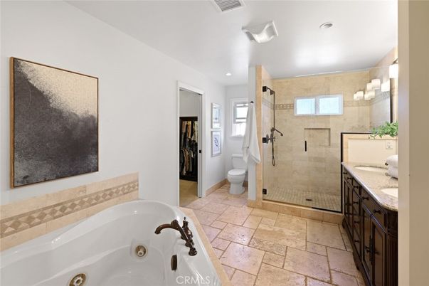 Bathroom, Dual Sink Vanities, Glass Shower, Interior, Recessed Lighting