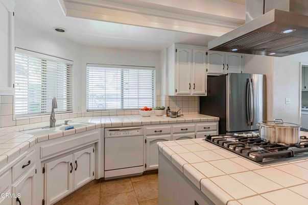 Interior, Kitchen, Recessed Lighting, Stainless Steel Appliances, Tile Countertops