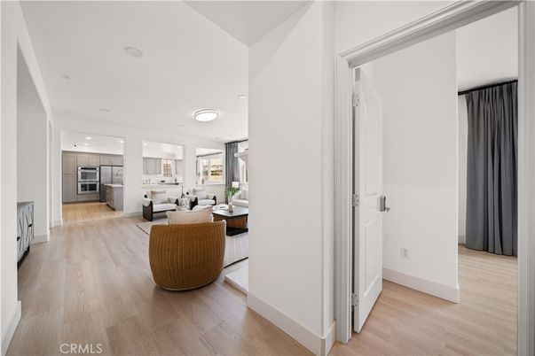 Interior, Kitchen, Living room, Recessed Lighting, Stainless Steel Appliances, Wood Texture Flooring