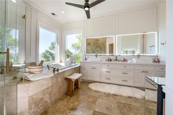 Bathroom, Dual Sink Vanities, Glass Shower, Interior, Recessed Lighting