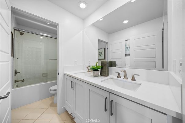 Bathroom, Dual Sink Vanities, Glass Shower, Interior, Recessed Lighting