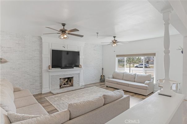 Fireplace, Interior, Living room, Stone Walls, Wood Texture Flooring