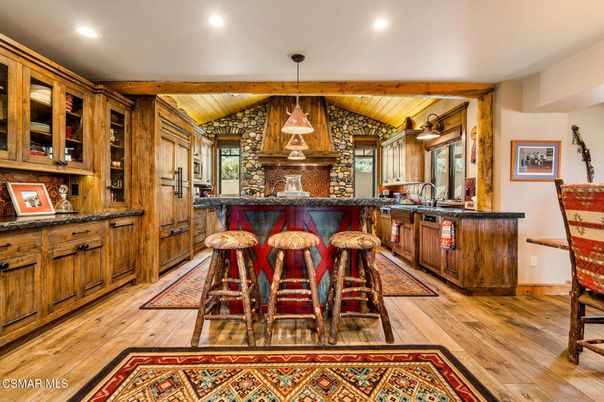 Interior, Kitchen, Pendant Lights, Recessed Lighting, Wooden Ceilings, Wood Texture Flooring