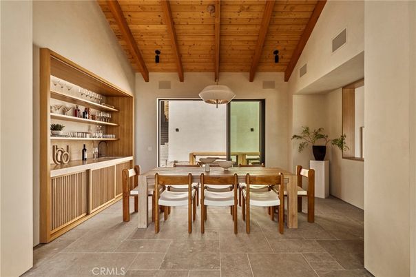 Dining room, Interior, Pendant Lights, Wooden Beams, Wooden Ceilings