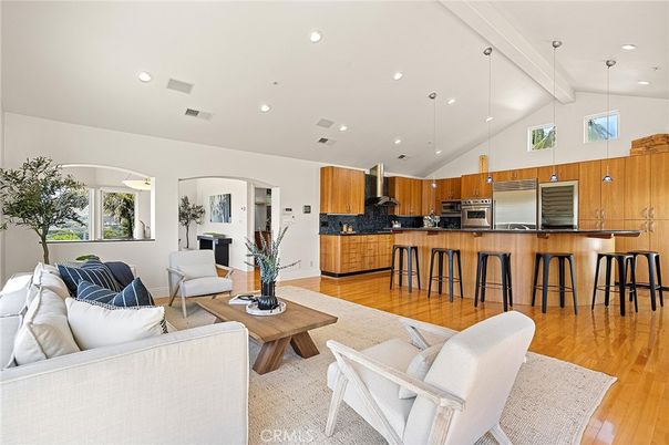 Interior, Kitchen, Living room, Pendant Lights, Recessed Lighting, Stainless Steel Appliances, Wood Texture Flooring