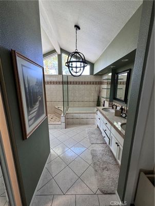 Bathroom, Dual Sink Vanities, Glass Shower, Interior, Pendant Lights