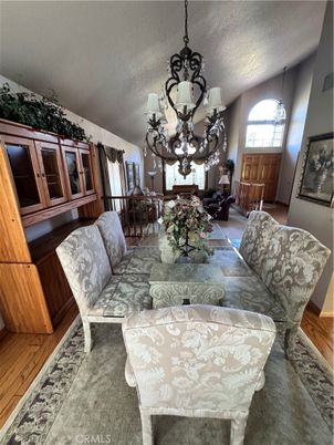 Chandelier, Dining room, Interior, Wood Texture Flooring
