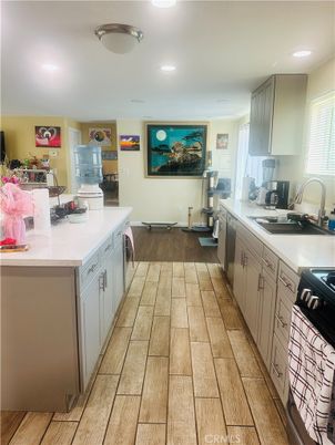 Interior, Kitchen, Recessed Lighting, Wood Texture Flooring