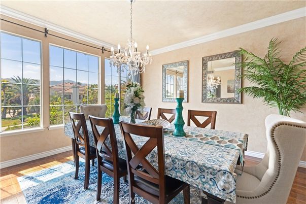 Chandelier, Dining room, Interior, Wood Texture Flooring