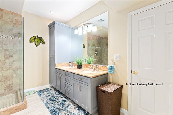 Bathroom, Dual Sink Vanities, Glass Shower, Interior, Recessed Lighting