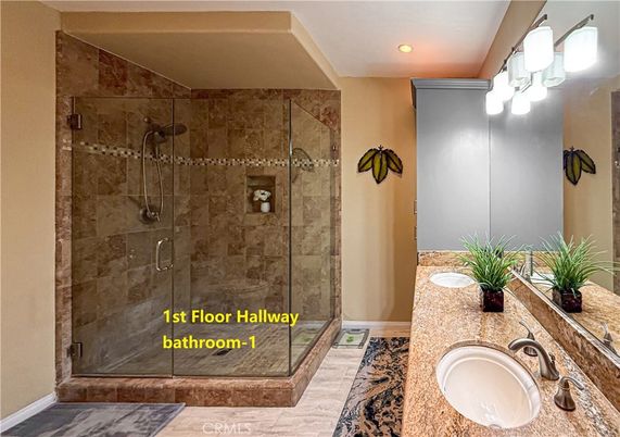 Bathroom, Dual Sink Vanities, Glass Shower, Interior, Recessed Lighting