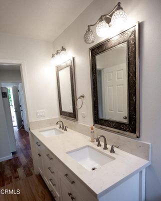 Bathroom, Dual Sink Vanities, Interior, Wood Texture Flooring