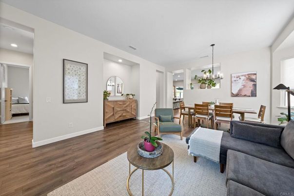 Chandelier, Dining room, Interior, Living room, Recessed Lighting, Wood Texture Flooring