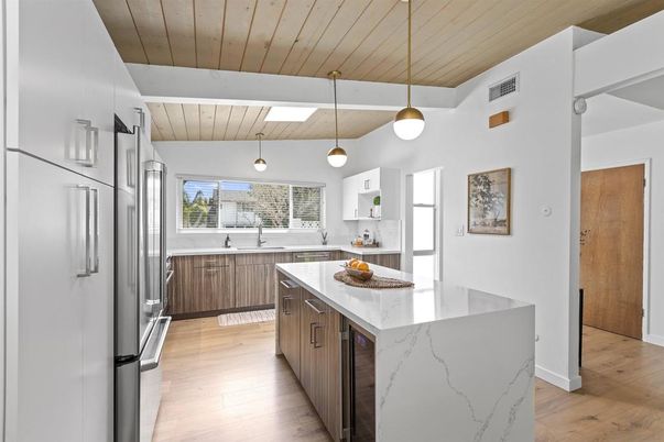 Interior, Kitchen, Pendant Lights, Wooden Ceilings, Wood Texture Flooring