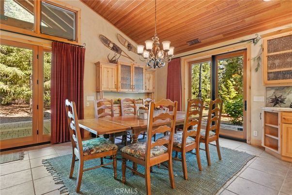 Chandelier, Dining room, Interior, Wooden Ceilings