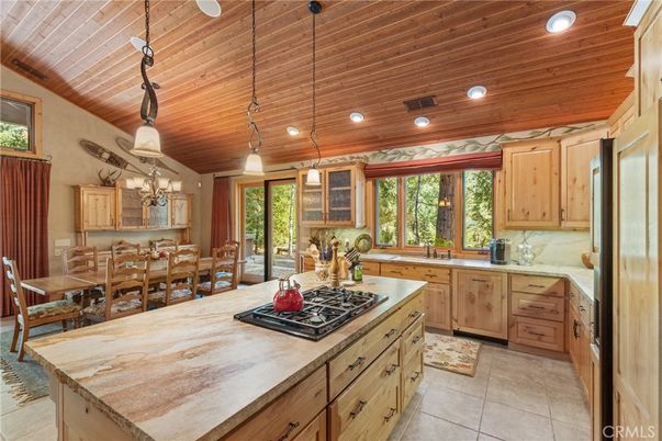 Chandelier, Dining room, Interior, Kitchen, Pendant Lights, Recessed Lighting, Wooden Ceilings