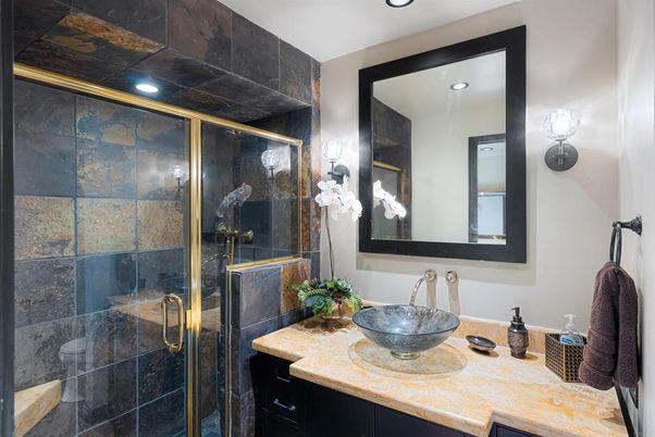 Bathroom, Glass Shower, Interior, Recessed Lighting
