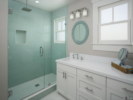 Bathroom, Dual Sink Vanities, Glass Shower, Interior, Recessed Lighting