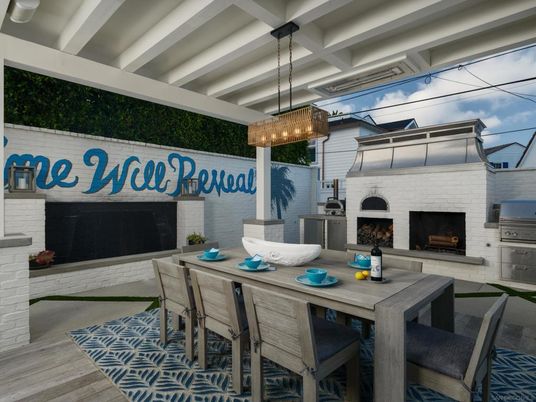 Exterior, Fireplace, Pendant Lights