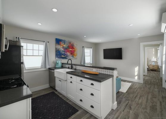 Interior, Kitchen, Recessed Lighting, Wood Texture Flooring