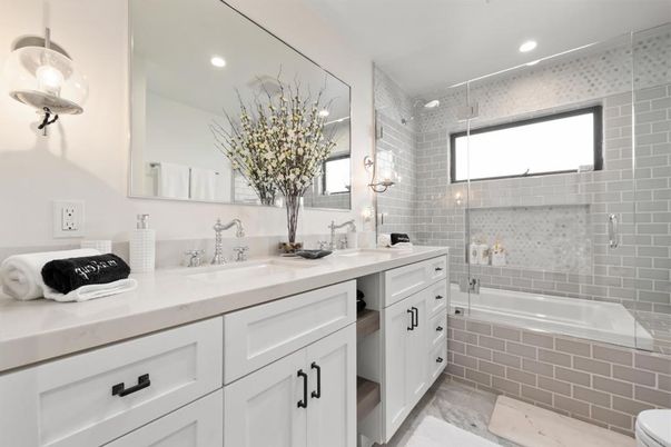 Bathroom, Dual Sink Vanities, Glass Shower, Interior, Recessed Lighting