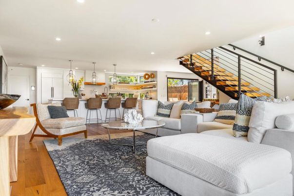 Interior, Living room, Pendant Lights, Recessed Lighting, Wood Texture Flooring