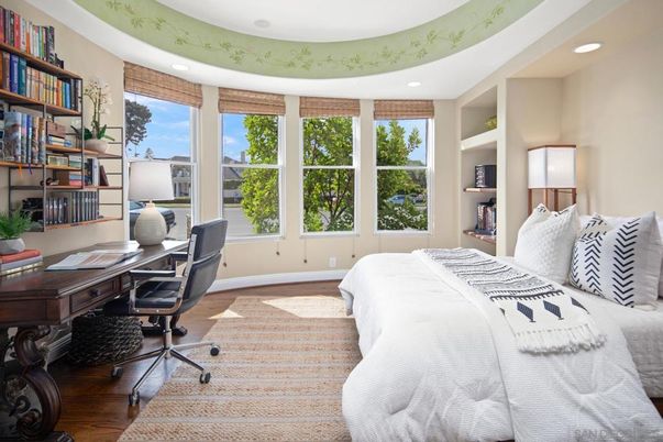 Bedroom, Home Office, Interior, Recessed Lighting, Wood Texture Flooring