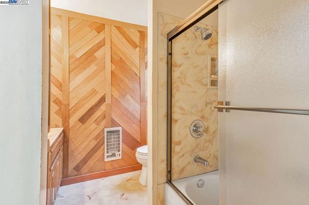 Bathroom, Glass Shower, Interior, Wooden Walls