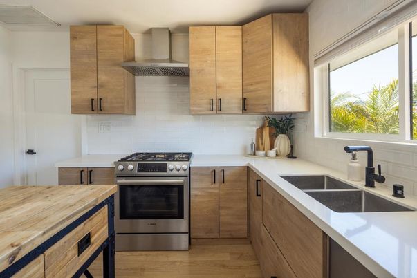 Interior, Kitchen, Stainless Steel Appliances, Wood Texture Flooring