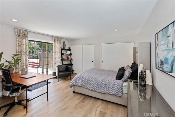 Bedroom, Home Office, Interior, Recessed Lighting, Wood Texture Flooring