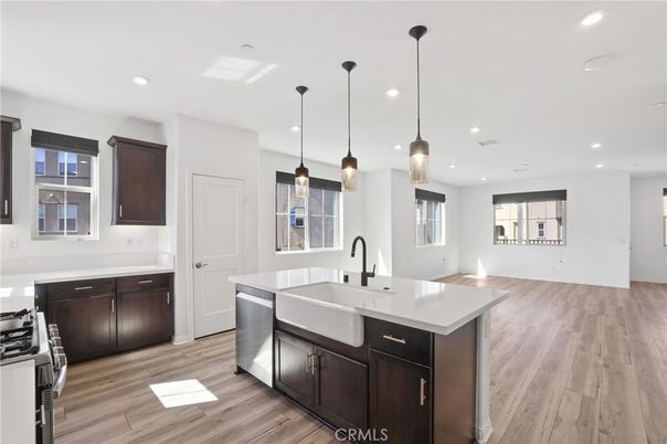 Interior, Kitchen, Pendant Lights, Recessed Lighting, Wood Texture Flooring