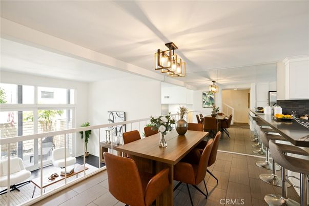 Dining room, Interior, Kitchen, Pendant Lights, Wood Texture Flooring