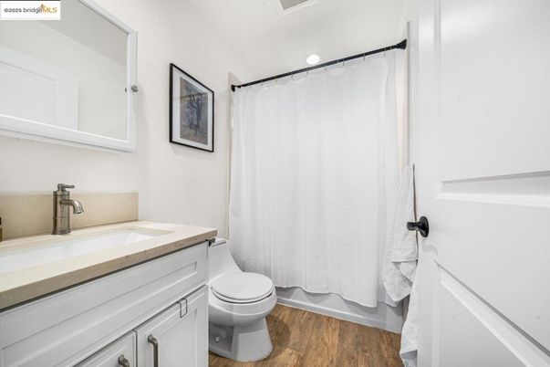 Bathroom, Interior, Recessed Lighting, Wood Texture Flooring