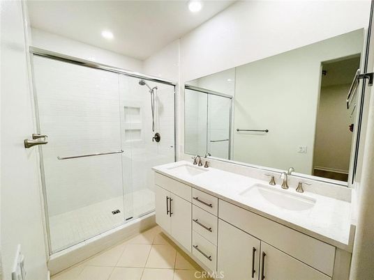 Bathroom, Dual Sink Vanities, Glass Shower, Interior, Recessed Lighting