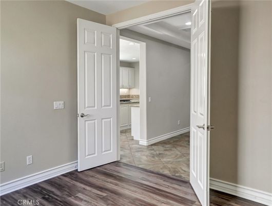 Empty room, Interior, Kitchen, Recessed Lighting, Wood Texture Flooring