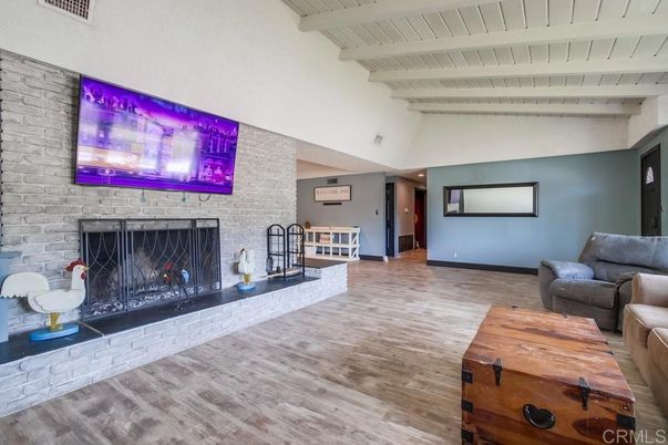 Fireplace, Interior, Stone Walls, Wood Texture Flooring