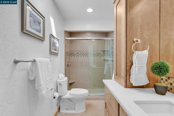 Bathroom, Glass Shower, Interior, Recessed Lighting