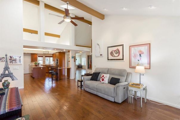 Interior, Kitchen, Living room, Recessed Lighting, Wooden Beams, Wood Texture Flooring